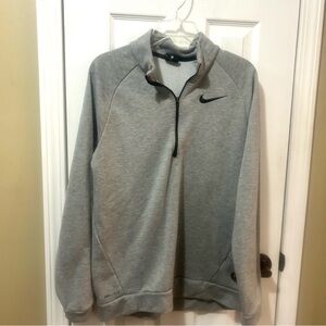 Nike Men's 1/4 Zip Dri-Fit Pullover Gray Collar Athletic Fleece Long Sleeve